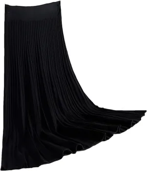 Women Knitted Sweater Skirt Elastic Band Pleated Midi Skirts High Waist A-Line Skirts