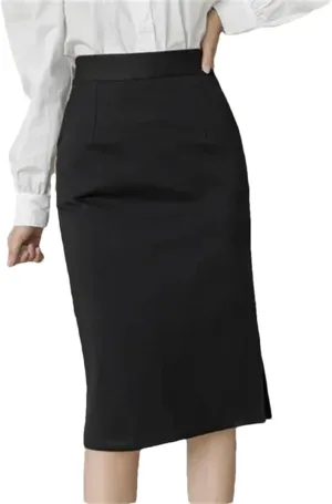 Women Korean High Wiast Office Skirt Long Skirts Elegant Sexy Pockets Midi Pencil Skirt