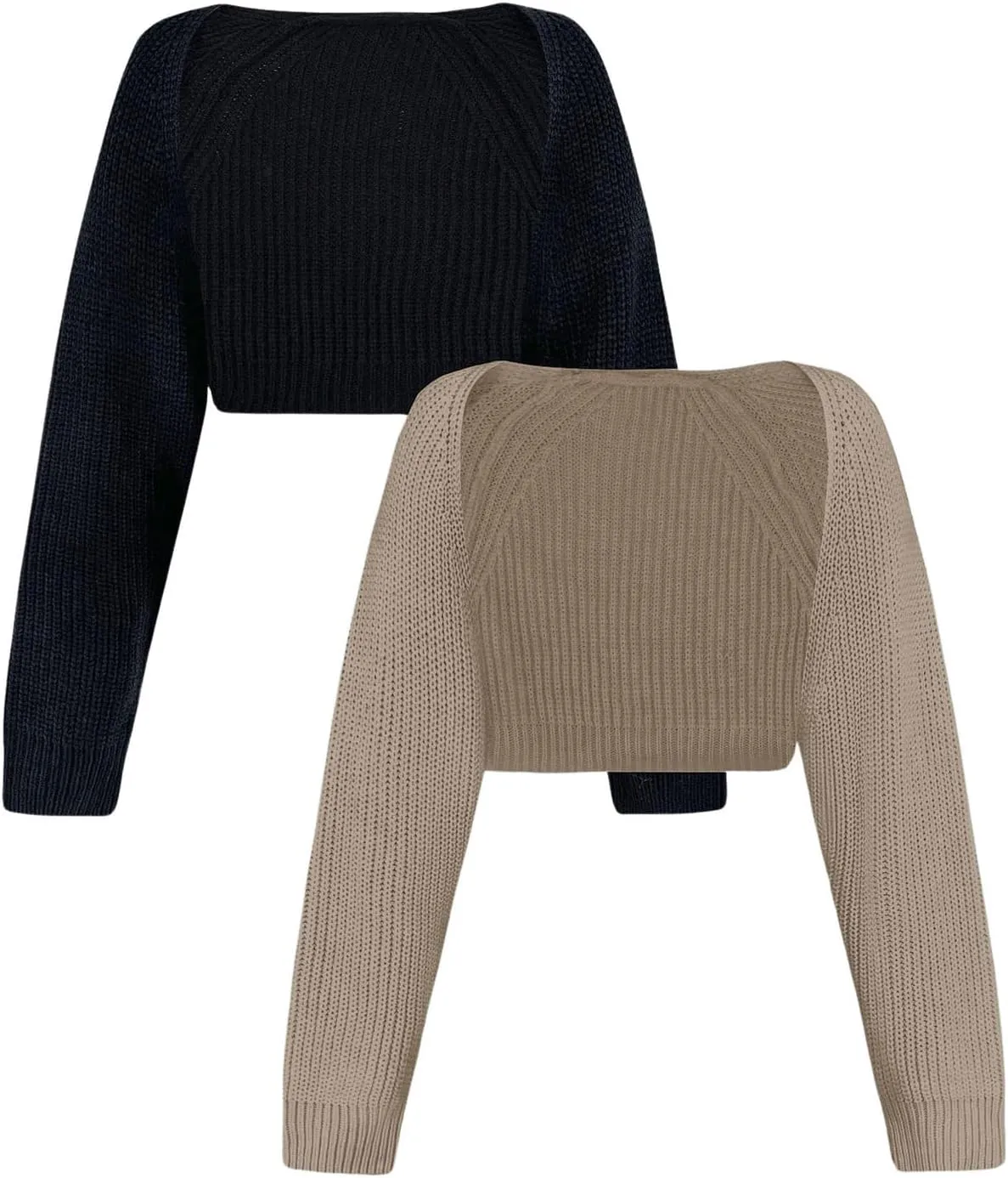 Women's 2 Pack Bolero Shrug Cardigan Long Sleeve Knit Cropped Cardigan Sweater Fall Outfits