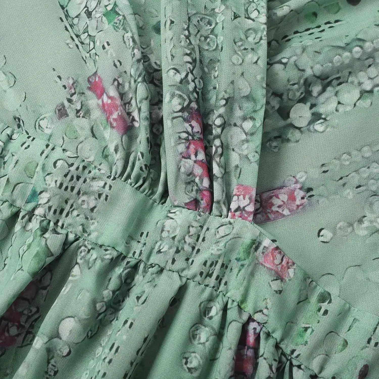 Womens Boho Floral Printed Chiffon Dresses 2025 Elegant V Neck Short Sleeve Belted Summer Wedding Prom Midi Dress