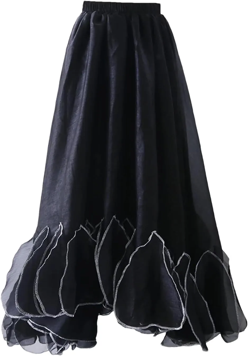 Women's Chic Patchwork Skirt, Asymmetric Ruffle Evening Skirt