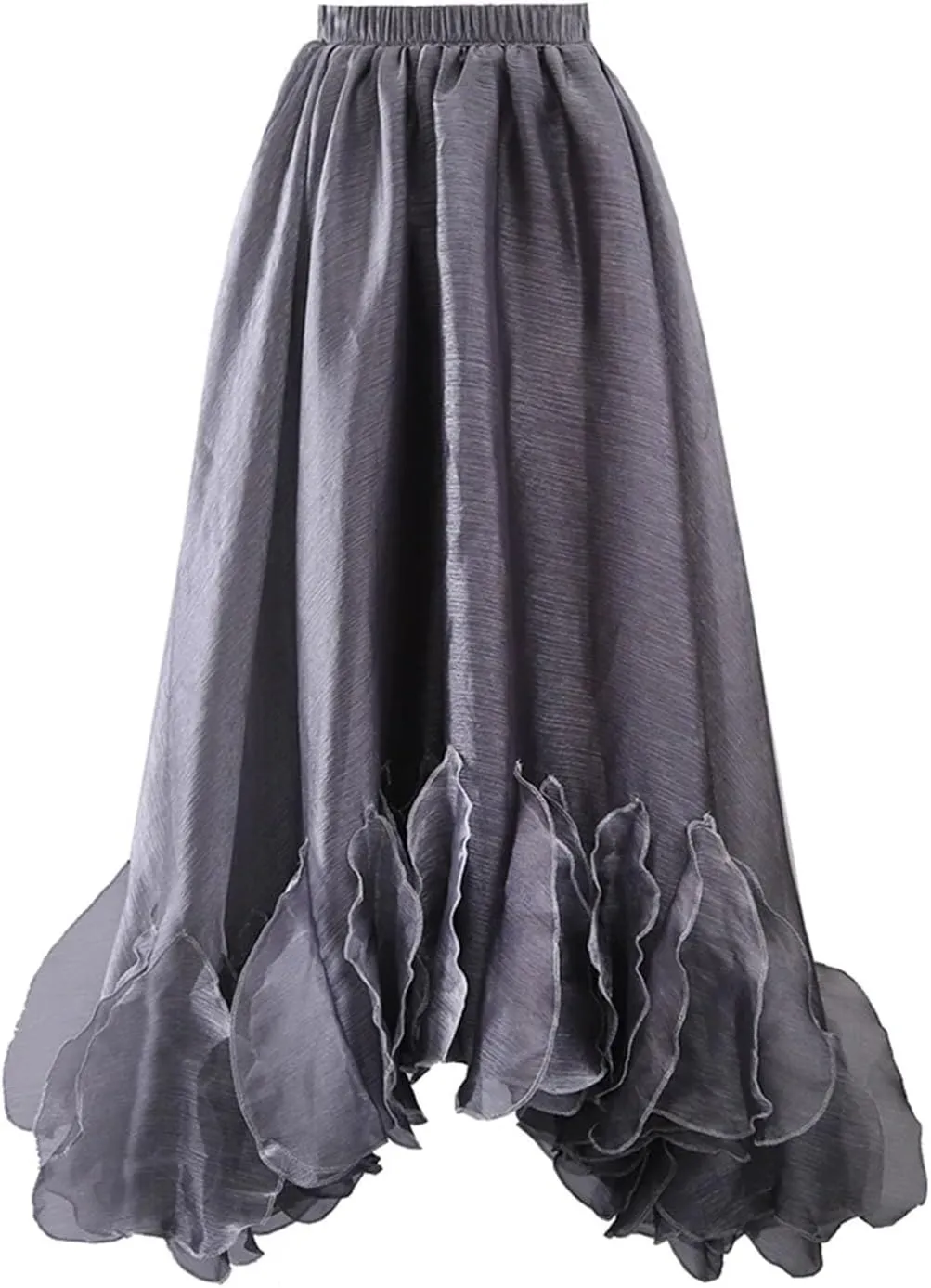 Women's Chic Patchwork Skirt, Asymmetric Ruffle Evening Skirt