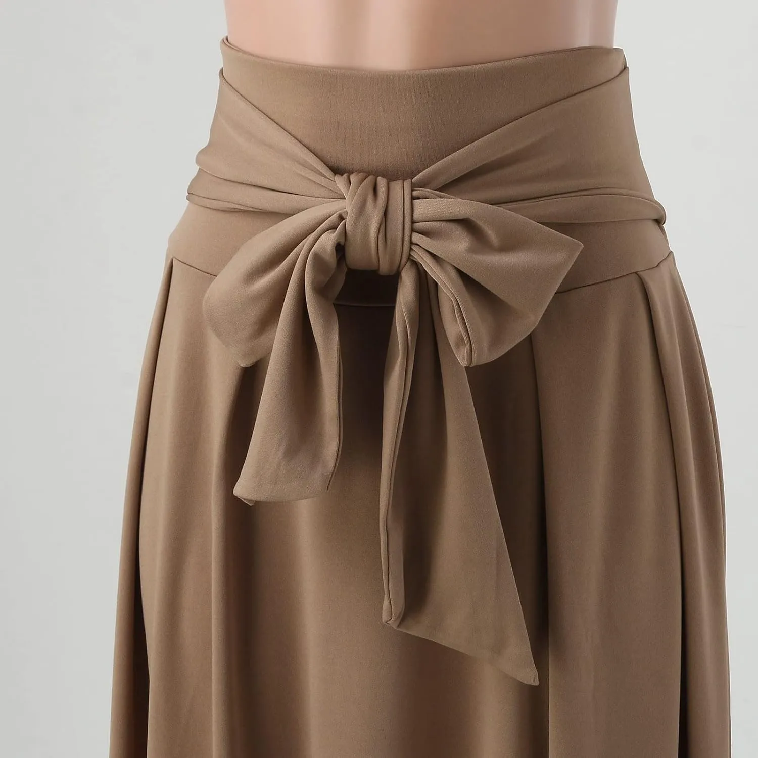 Women's Elegant High Waist Skirt Tie Front Pleated Maxi Skirts Womens Skirts Plaid Knee Length