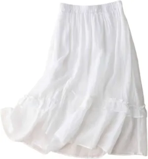 Women's Girls Elastic Waist Long Flowy Bohemian Cotton Casual Maxi Skirt for Summer Beach Holiday