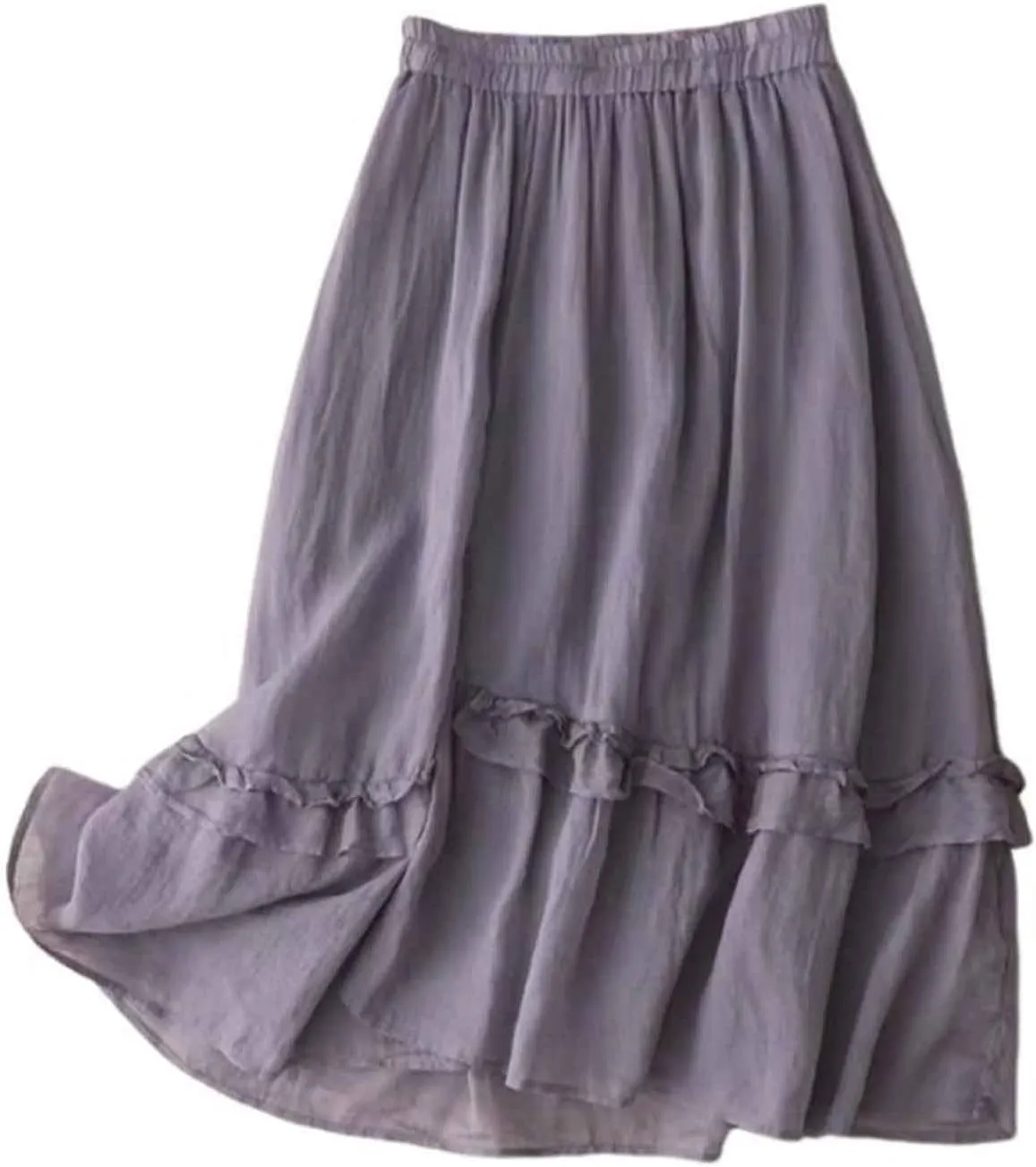 Women's Girls Elastic Waist Long Flowy Bohemian Cotton Casual Maxi Skirt for Summer Beach Holiday