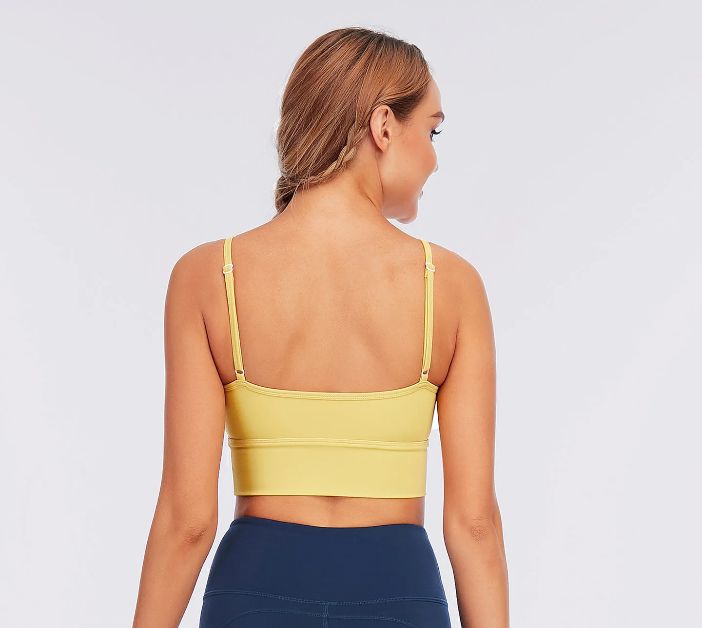 Women's Nabtos Performance Activewear Yoga Sports Adjustable Spaghetti Straps Padded Bra-Yellow