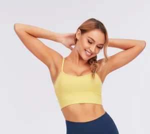 Women's Nabtos Performance Activewear Yoga Sports Adjustable Spaghetti Straps Padded Bra-Yellow