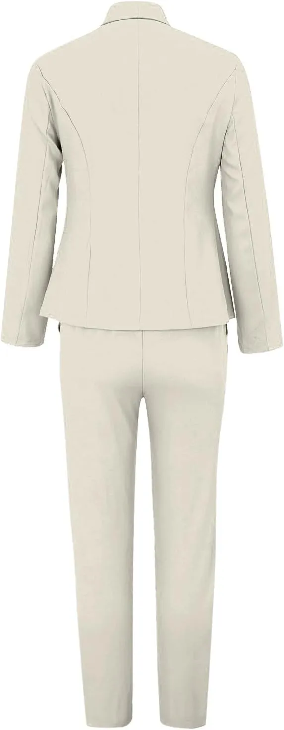 Womens Pant Suits Dressy Casual Plus Size Womens Suits 2 Piece Set Business Long Sleeve Blazer Set Office Outfits