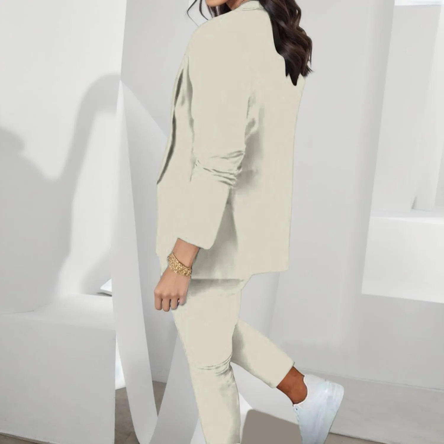 Womens Pant Suits Dressy Casual Plus Size Womens Suits 2 Piece Set Business Long Sleeve Blazer Set Office Outfits