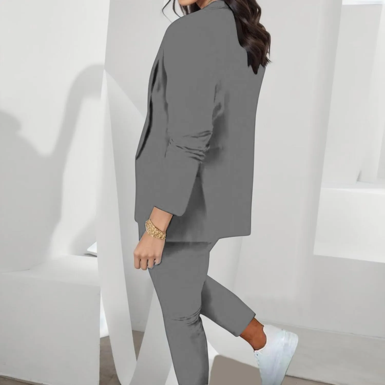 Womens Pant Suits Dressy Casual Plus Size Womens Suits 2 Piece Set Business Long Sleeve Blazer Set Office Outfits