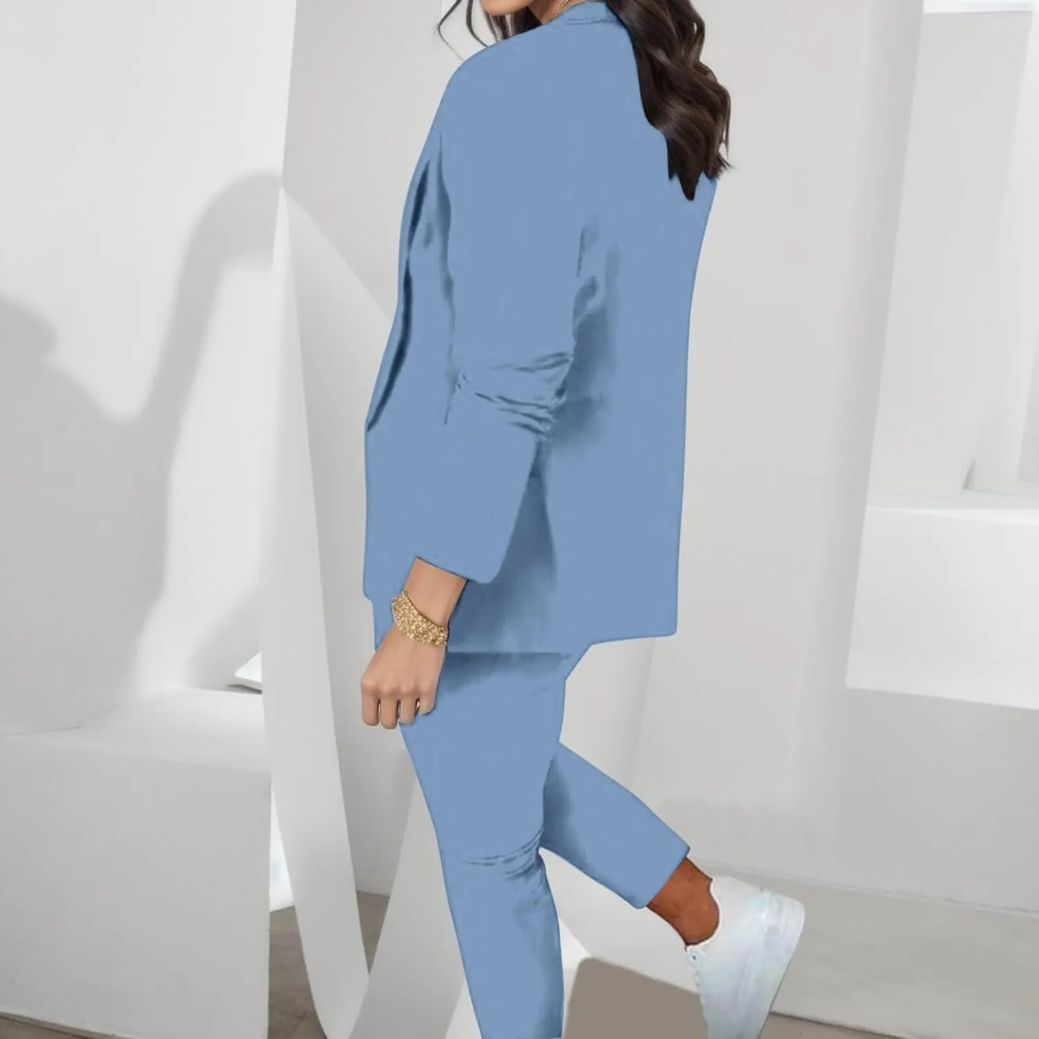 Womens Pant Suits Dressy Casual Plus Size Womens Suits 2 Piece Set Business Long Sleeve Blazer Set Office Outfits