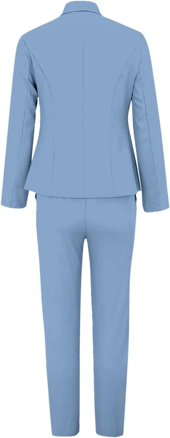 Womens Pant Suits Dressy Casual Plus Size Womens Suits 2 Piece Set Business Long Sleeve Blazer Set Office Outfits