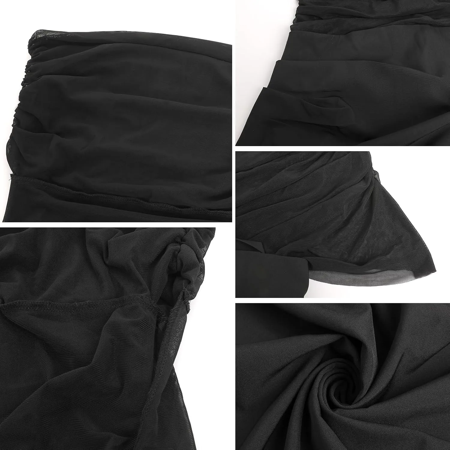 Women's Sexy Elegant Off Shoulder Bodycon Mini Dress Mesh Ruched Cocktail Party Dresses Y2k Semi-Sheer