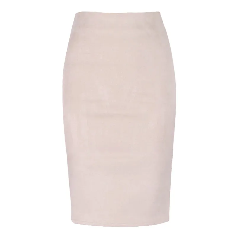 Women's Suede Midi Slim Fit Skirt