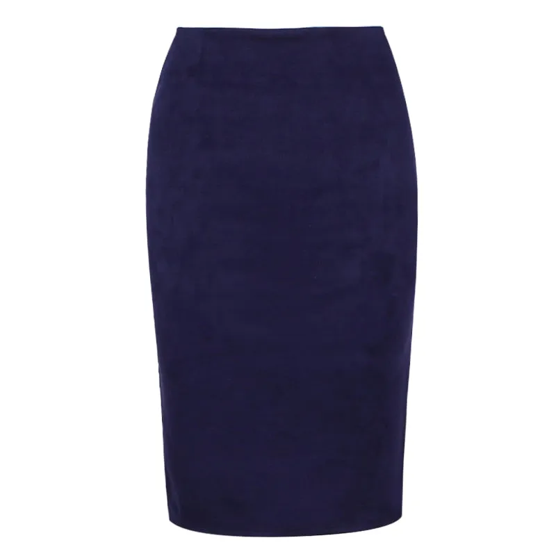 Women's Suede Midi Slim Fit Skirt