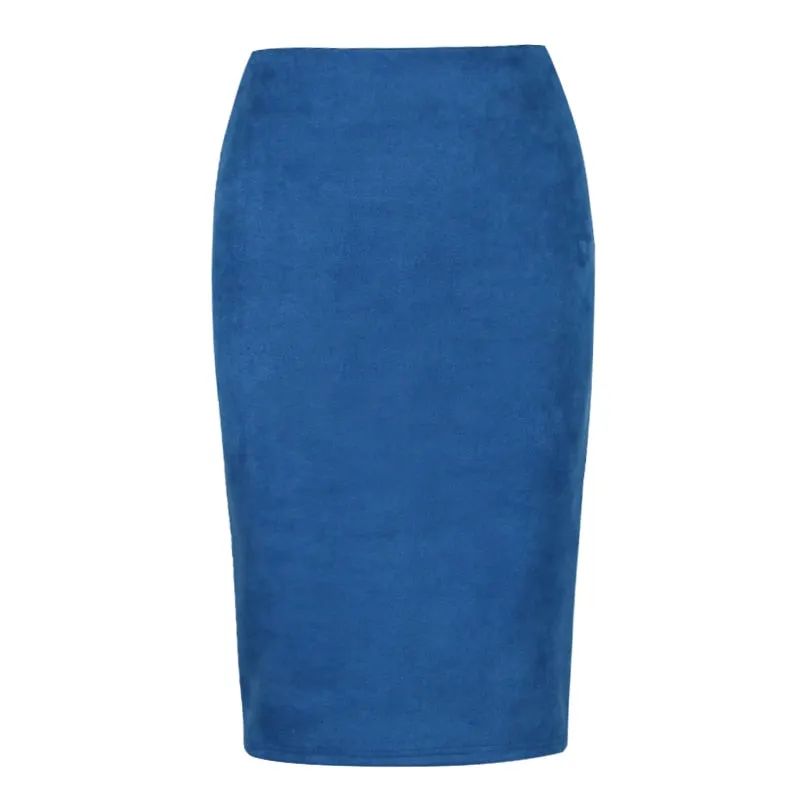 Women's Suede Midi Slim Fit Skirt