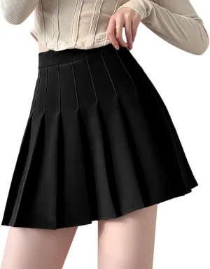Women's Waist Chain Skirt High Waist Check Pleated Skirt