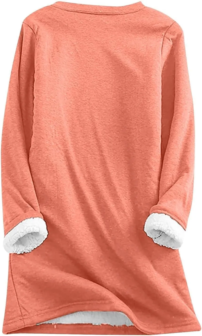 Yes,I'm Still Freezing -Me 24:7 Sherpa Lined Sweatshirt Women Fuzzy Fleece Thermal Jackets Casual Loose Tunic Tops