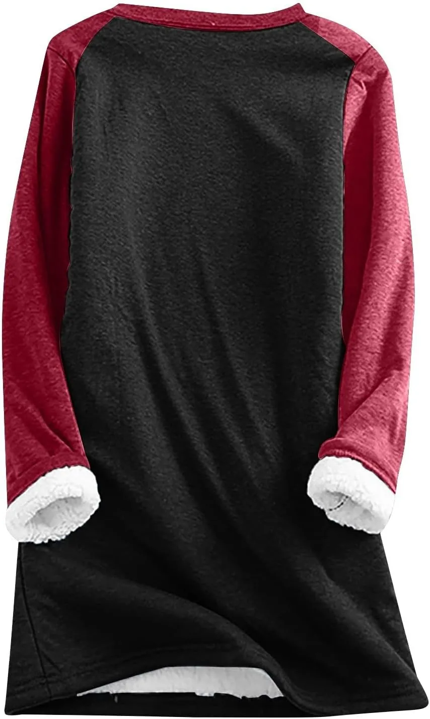 Yes,I'm Still Freezing -Me 24:7 Sherpa Lined Sweatshirt Women Fuzzy Fleece Thermal Jackets Casual Loose Tunic Tops