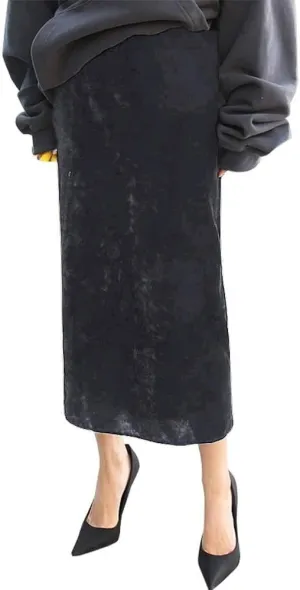 Ylingjun Women's High Waisted Long Velvet Skirt Pencil Skirt with Slit